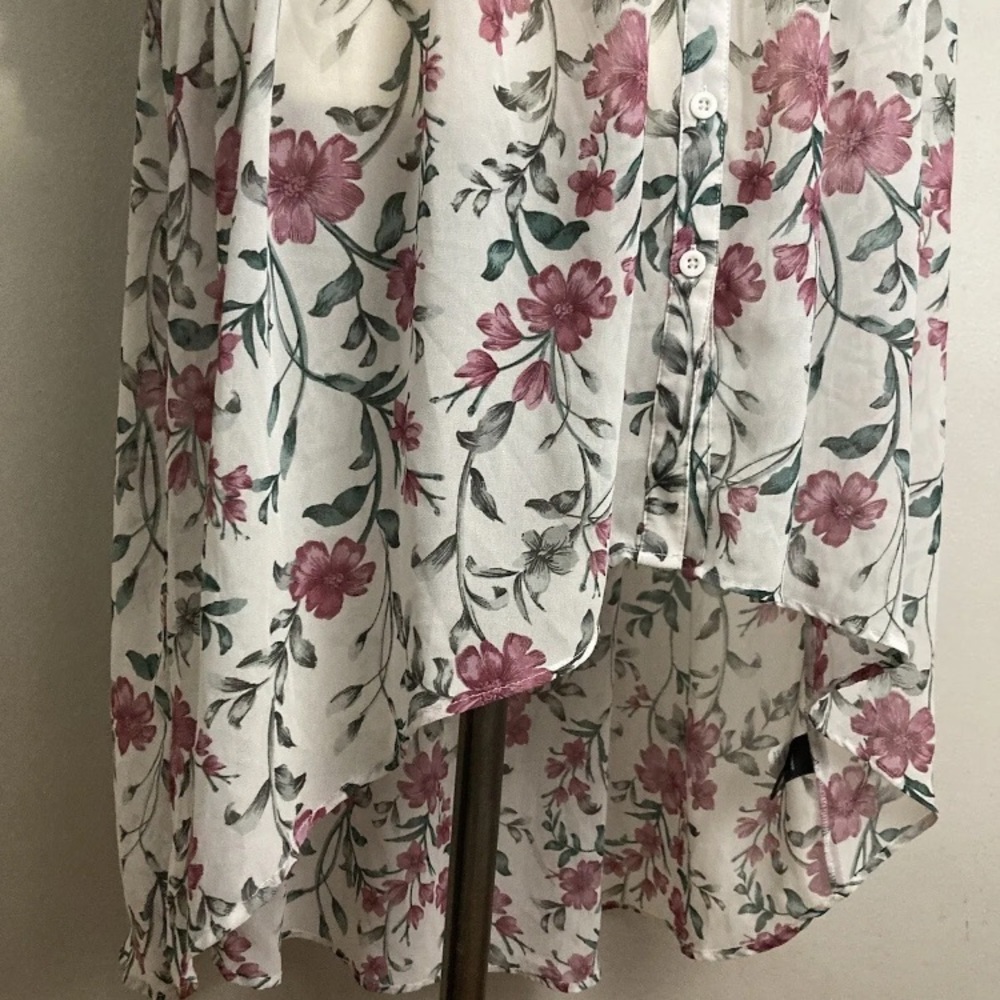 1-14 Torrid Tunic Top Womens Size 2x White Floral Sheer 3/4 Sleeve - Picture 4 of 4